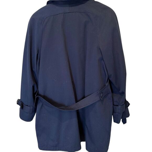 Misty Harbor Button Front Lined Trench Coat Navy Blue Size 16 - Picture 6 of 6